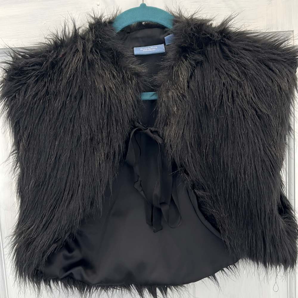 Vera Wang faux fur vest/stoll-cute over a festive dress for the holidays !
